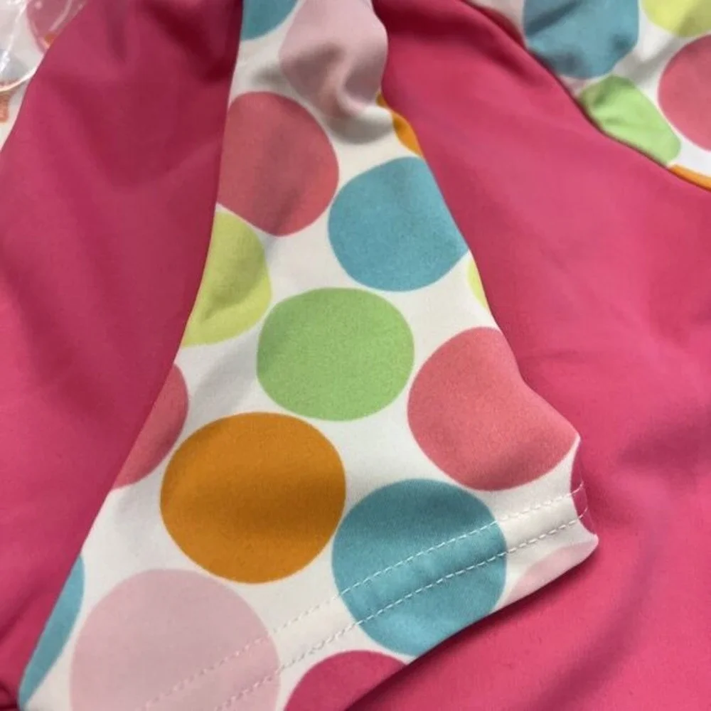 Gymboree Rash Guard Girls 9 Pink Excellent Polka Dot Flip Flop Applique Shirt‎